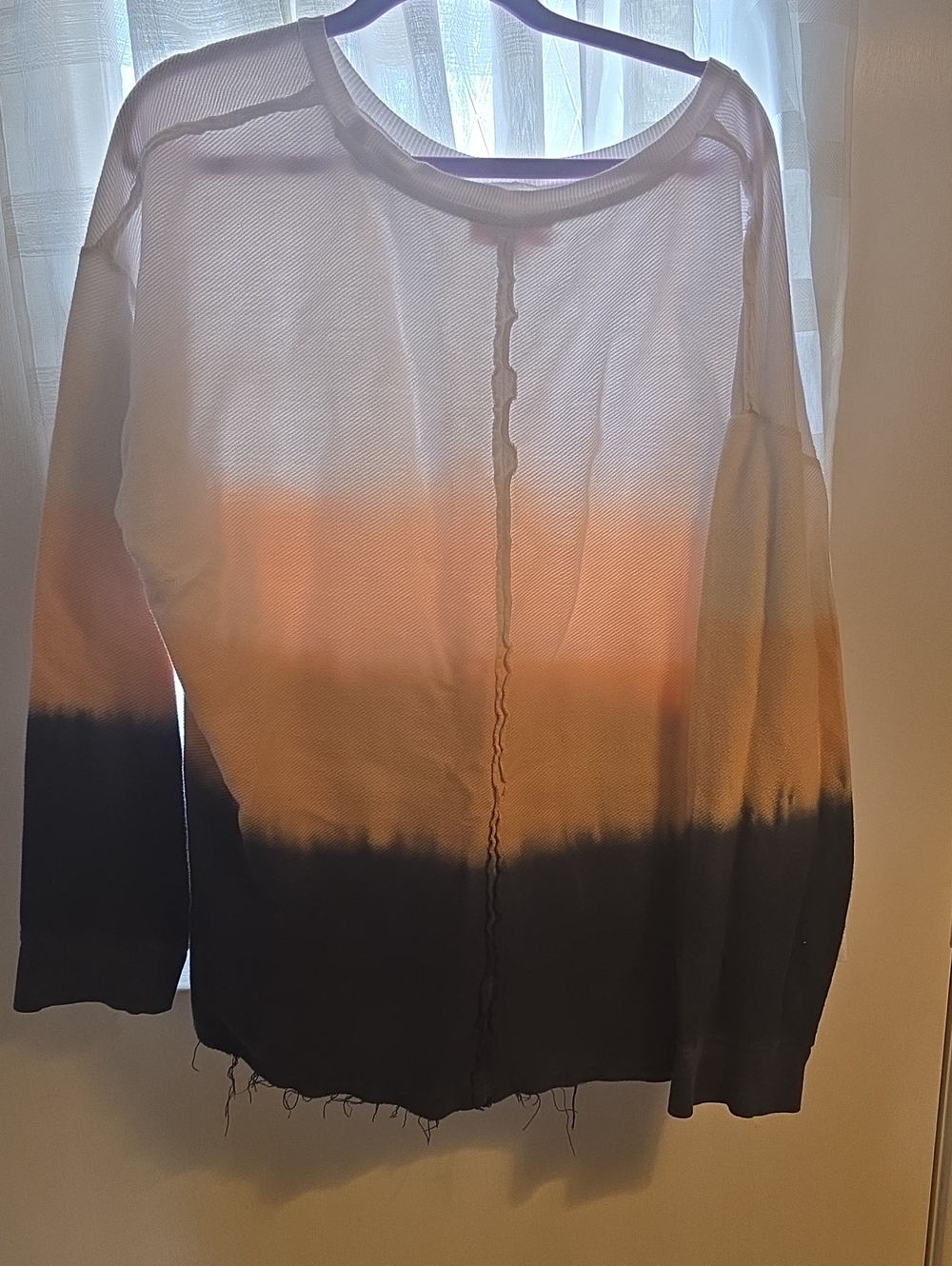 new directions White Pink Blue Ombre Lightweight Pullover Sweatshirt - Picture 2 of 3